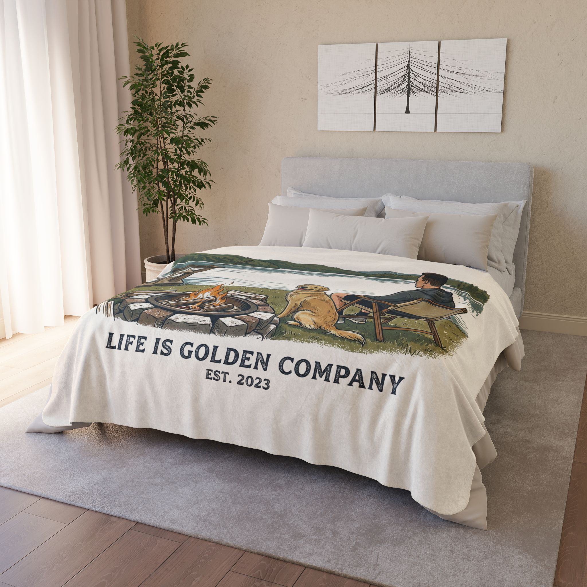 Lake Life Cozy Fleece Sherpa Blanket