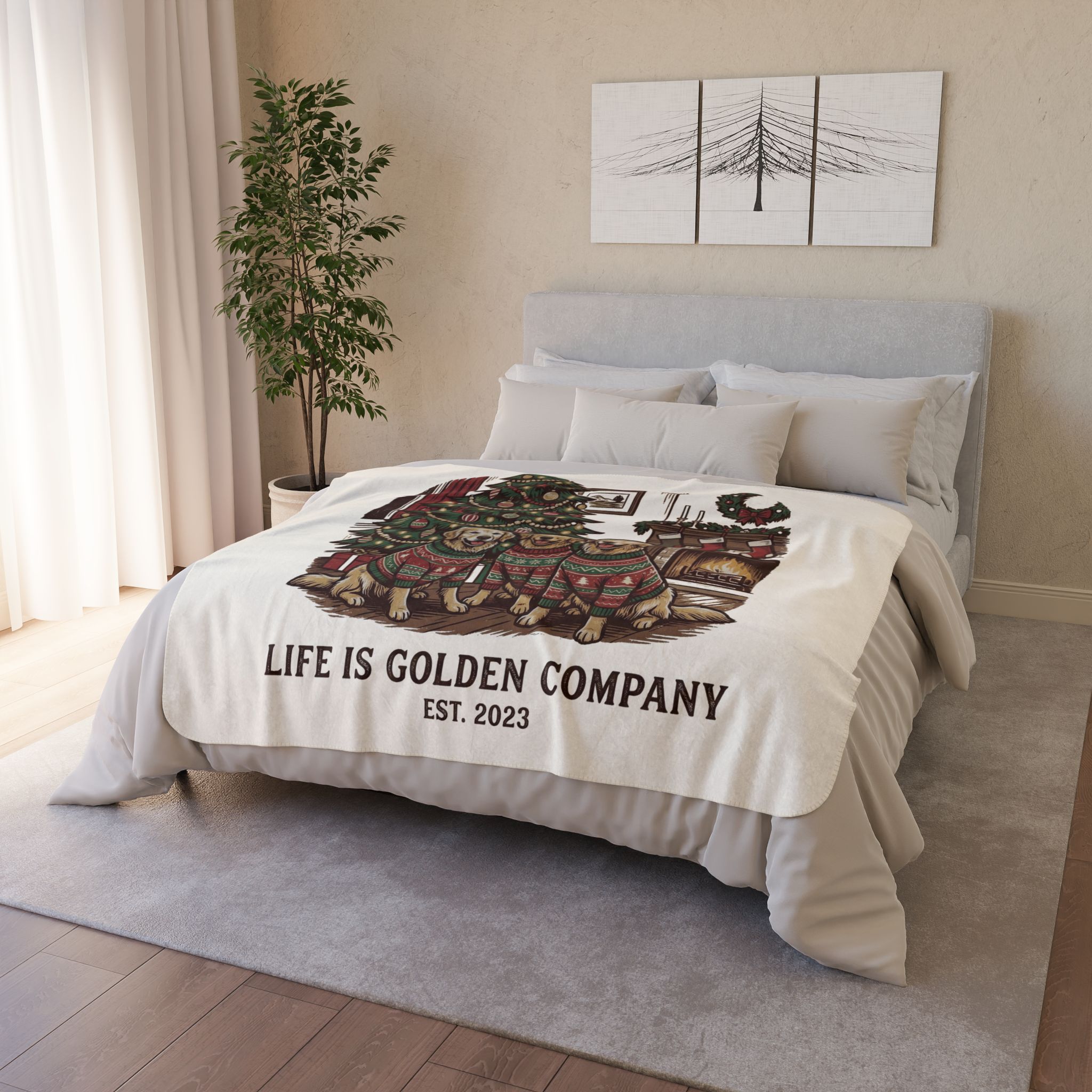 Christmas Trio Cozy Fleece Sherpa Blanket