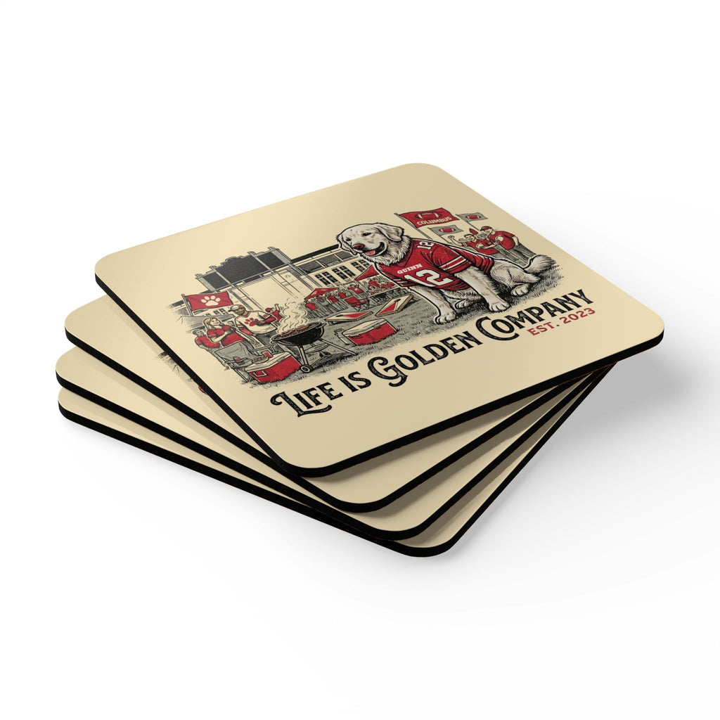 Cheering on the Teams Corkwood Coaster Set