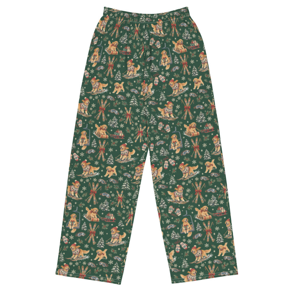 Après-Ski Goldens Wide-Leg Pajama Pants — Flat Front