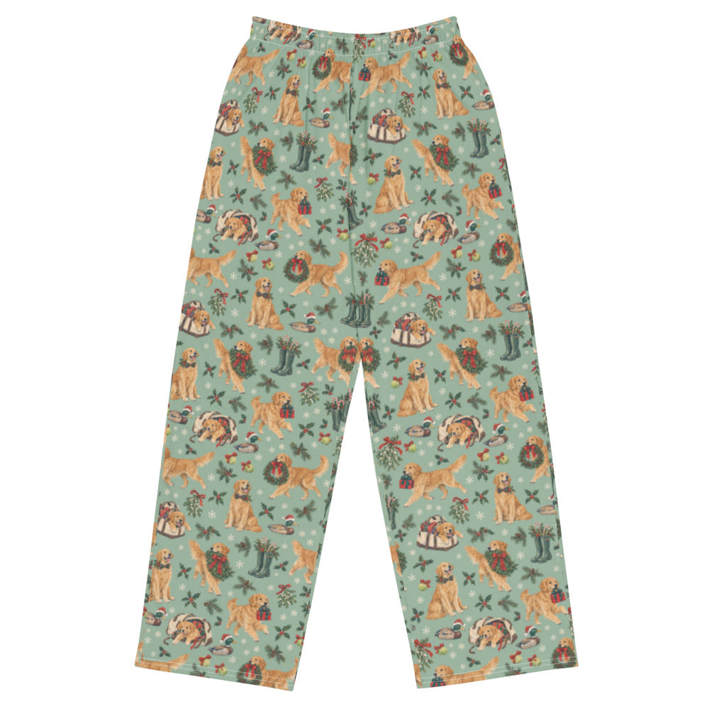 Retrieving Christmas Wide-Leg Pajama Pants — Flat Front
