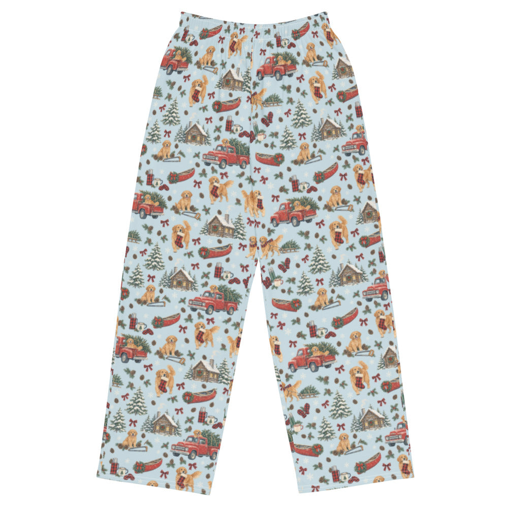 Tree Farm Christmas Wide-Leg Pajama Pants — Flat Front