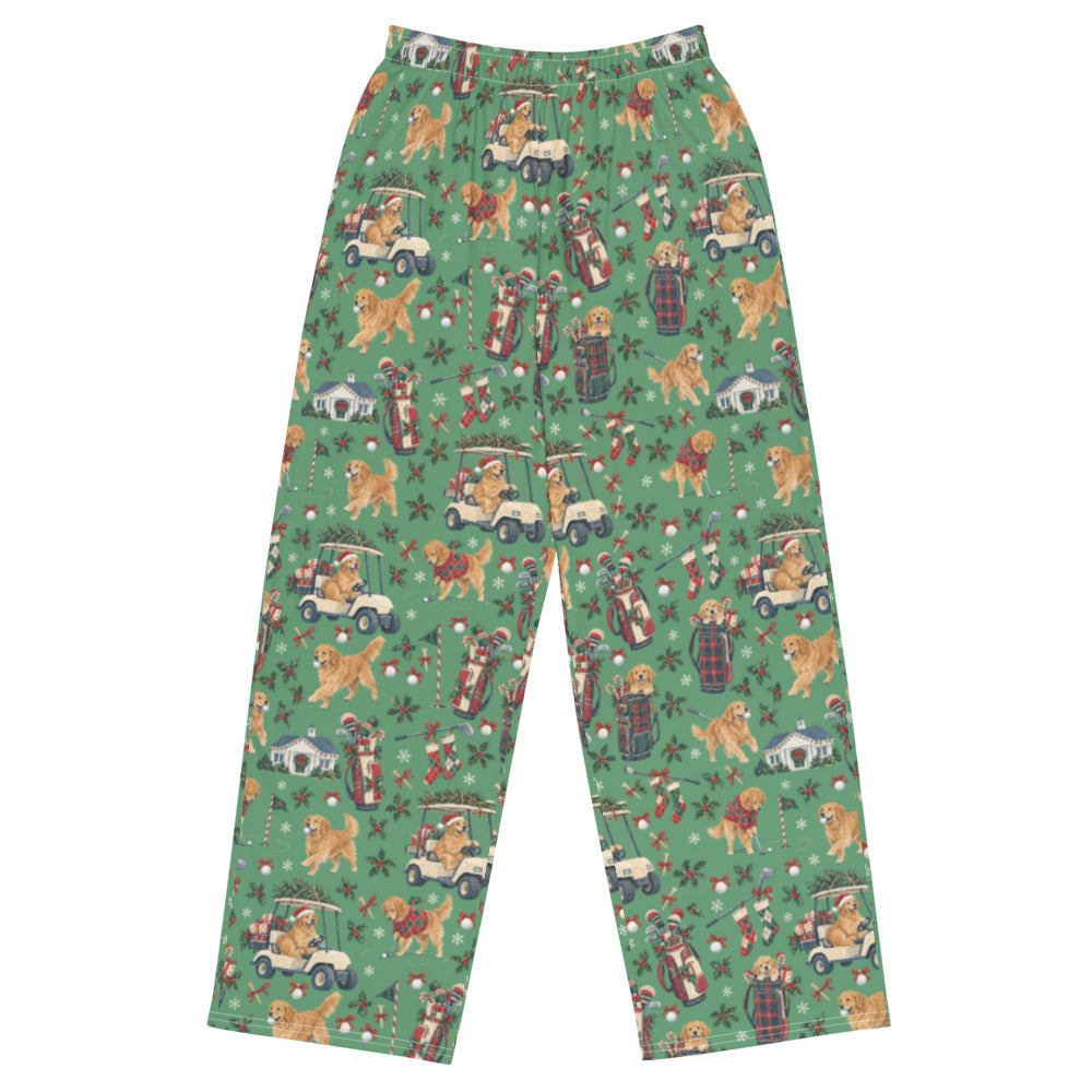Holiday Rounds Wide-Leg Pajama Pants — Flat Front