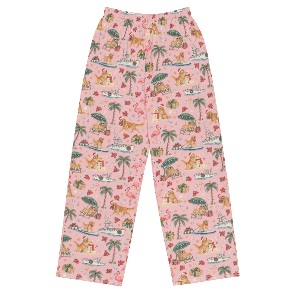 Sunshine State Santa Wide-Leg Pajama Pants — Flat Front