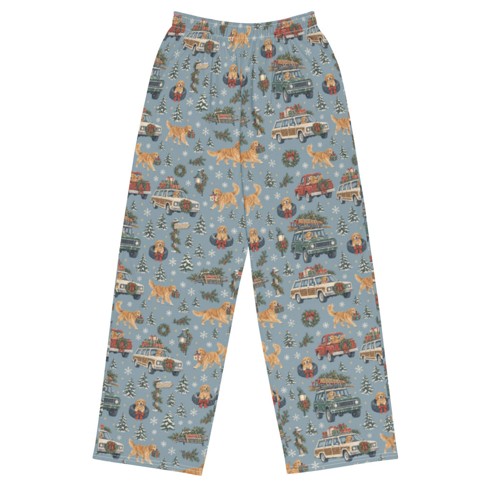 Christmas Convoy Wide-Leg Pajama Pants — Flat Front