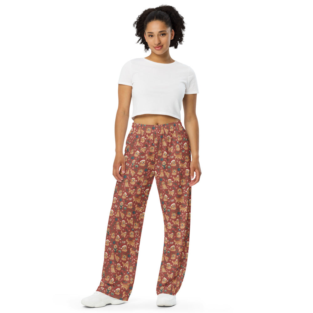 Santa Paws Wide-Leg Pajama Pants — Women's Front