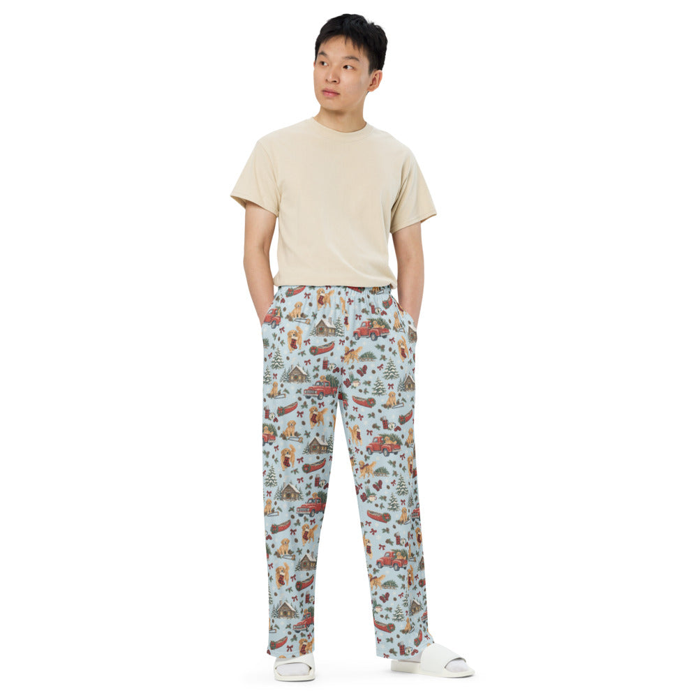 Tree Farm Christmas Wide-Leg Pajama Pants — Men's Front