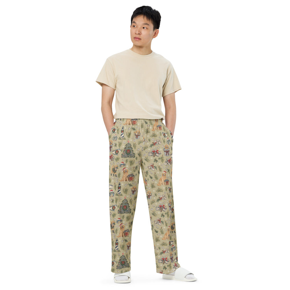 Crab Pot Christmas Wide-Leg Pajama Pants — Men's Front