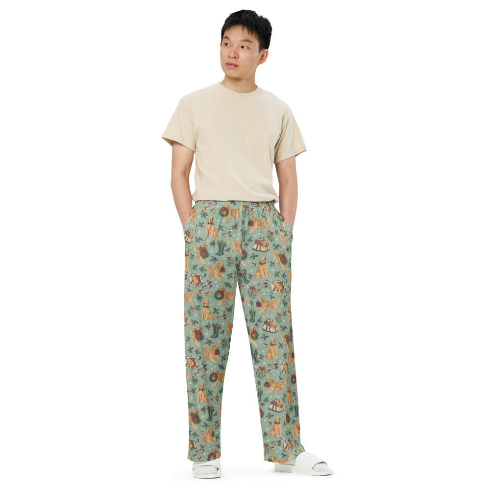 Retrieving Christmas Wide-Leg Pajama Pants — Men's Front