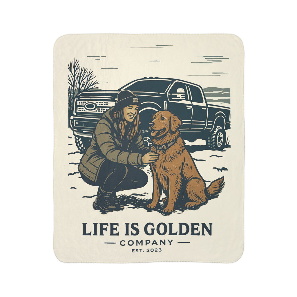 For the love of the Golden Truck Cozy Fleece Sherpa Blanket