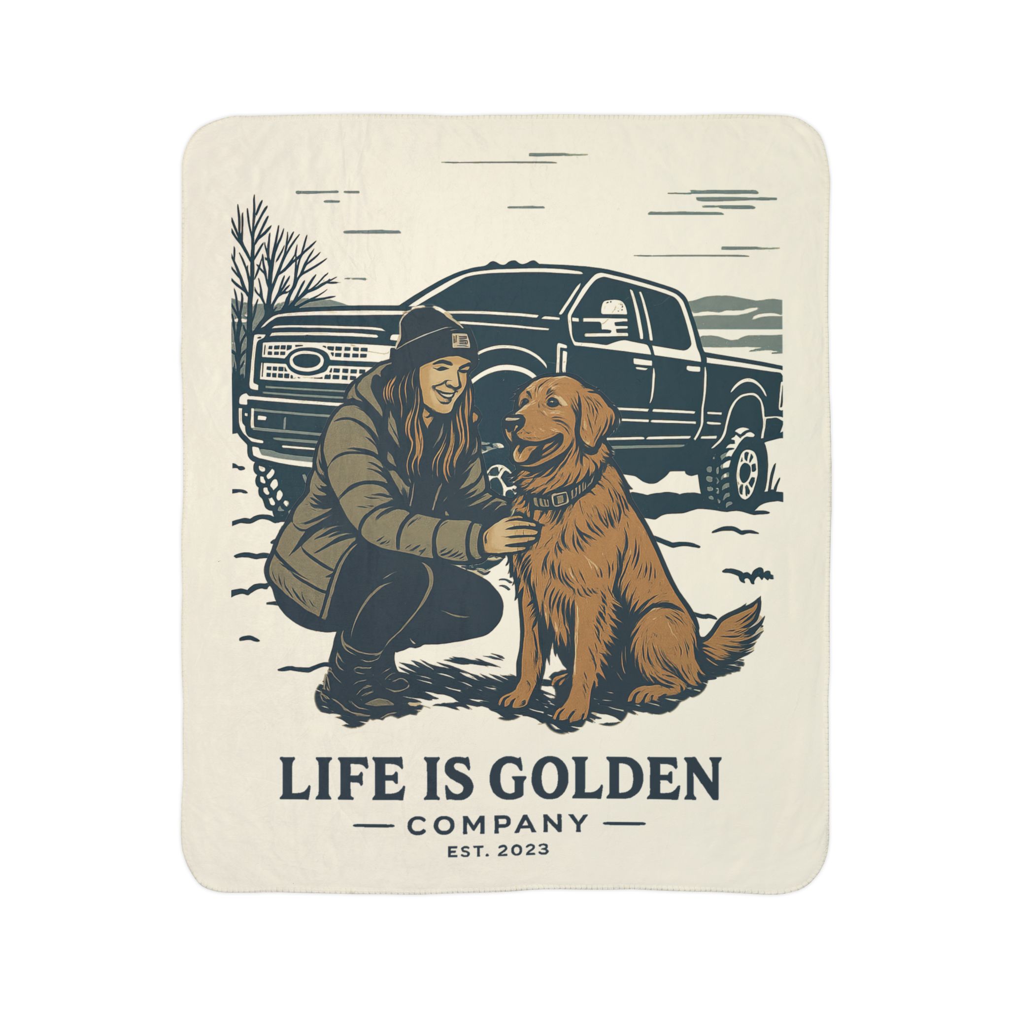 For the love of the Golden Truck Cozy Fleece Sherpa Blanket