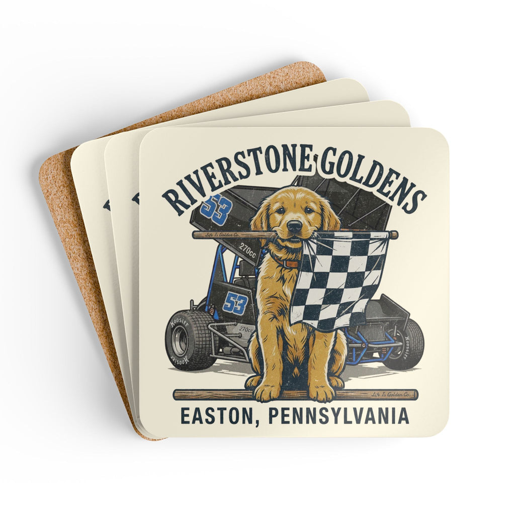 Riverstone Goldens Racing Corkwood Coaster Set