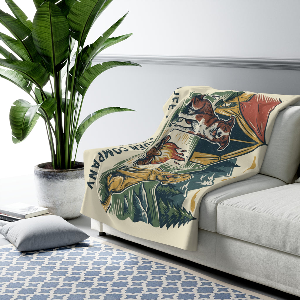 Mountain Campers Cozy Sherpa Fleece Blanket
