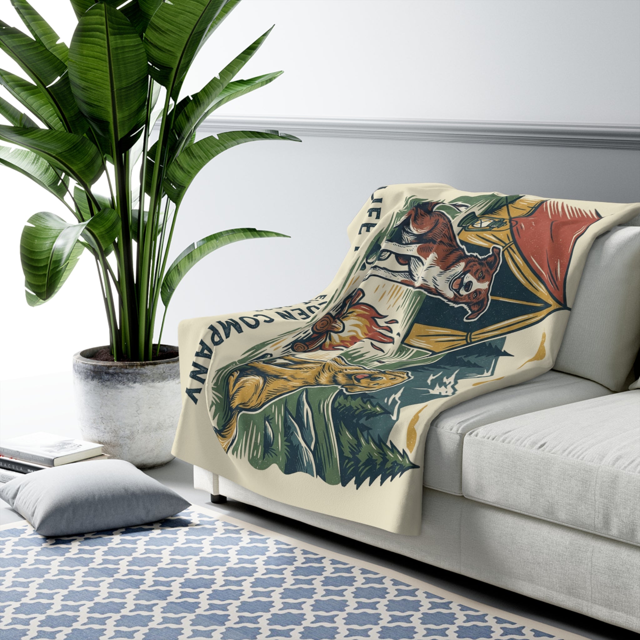Mountain Campers Cozy Sherpa Fleece Blanket