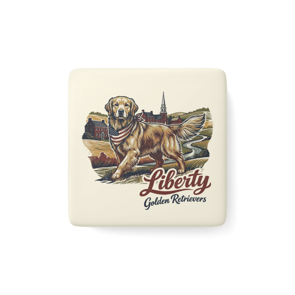 Liberty Golden Retrievers Ceramic Magnet