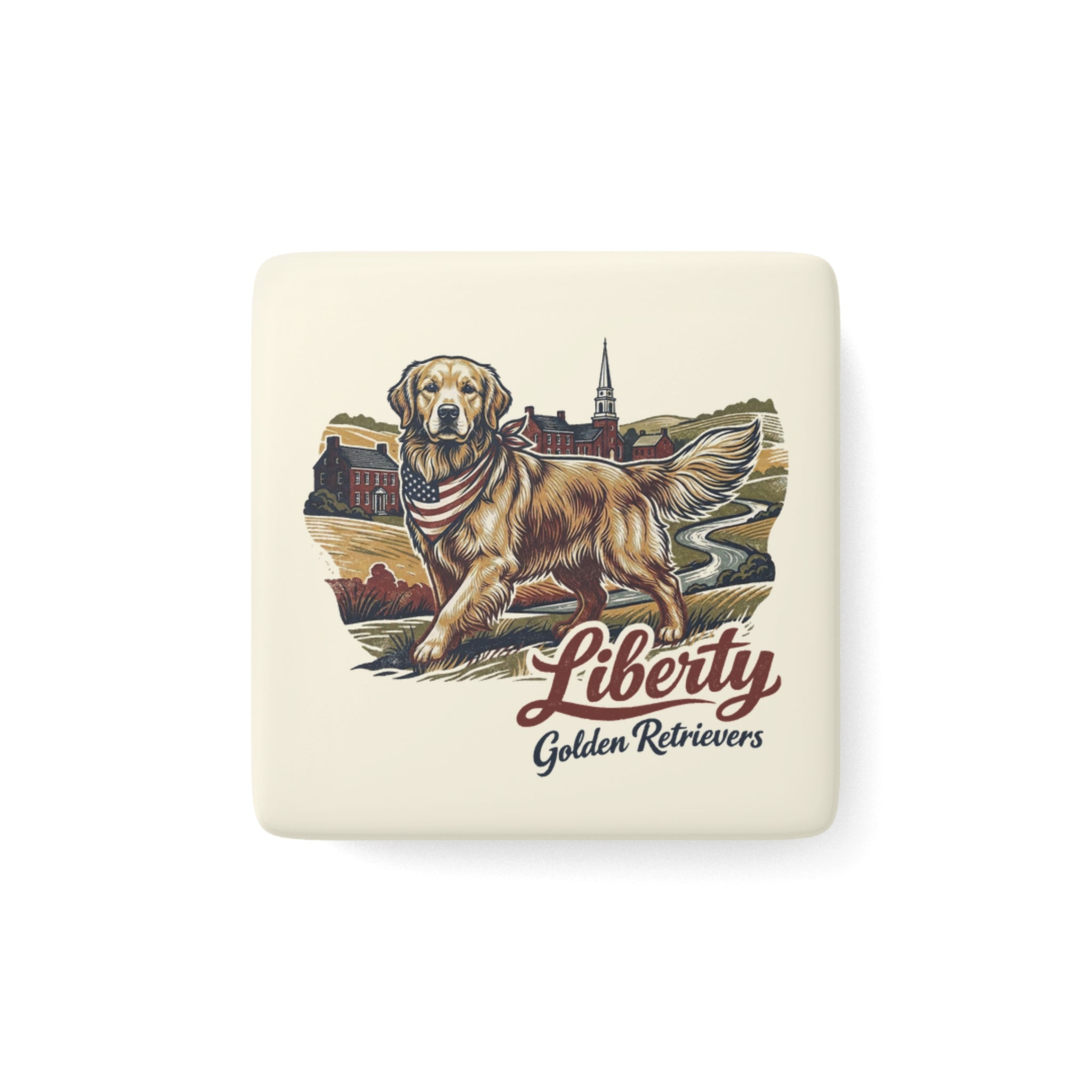 Liberty Golden Retrievers Ceramic Magnet