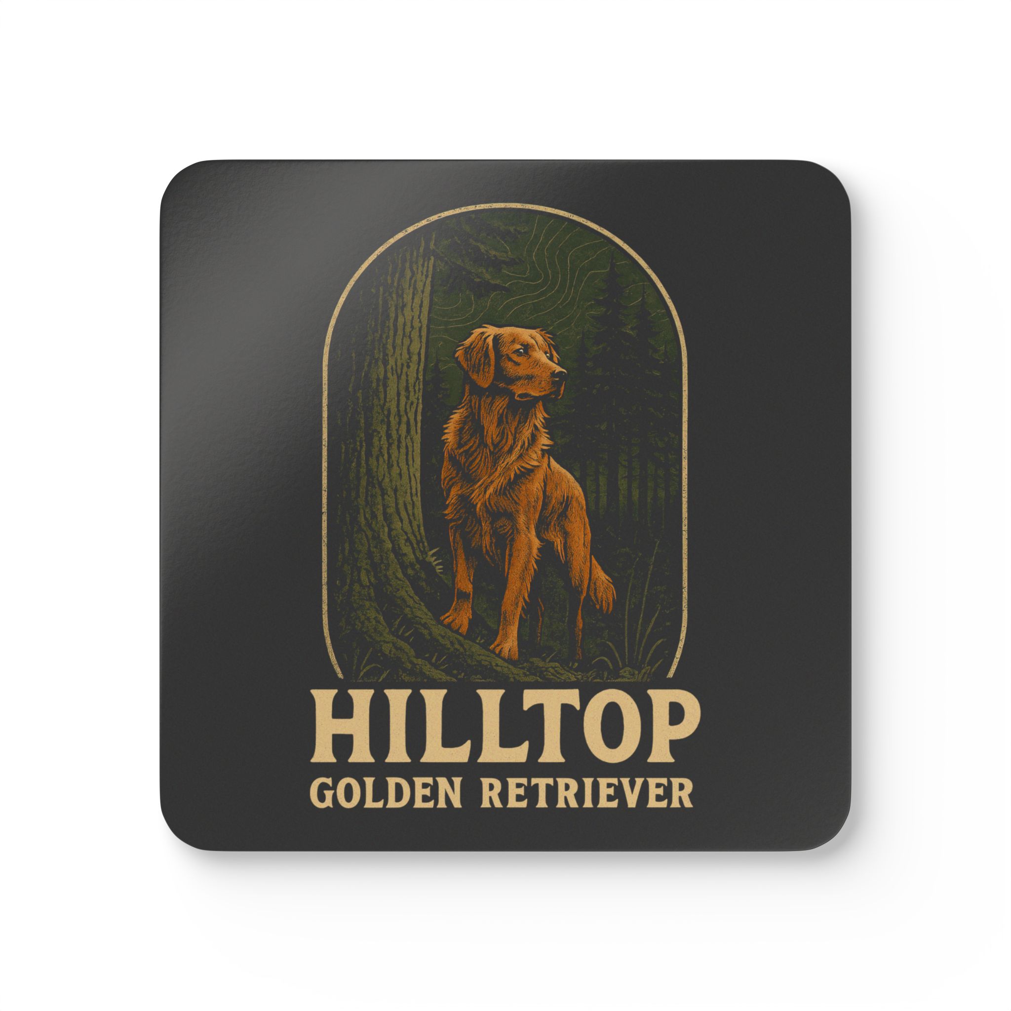 Hilltop Golden Retriever Corkwood Coaster Set