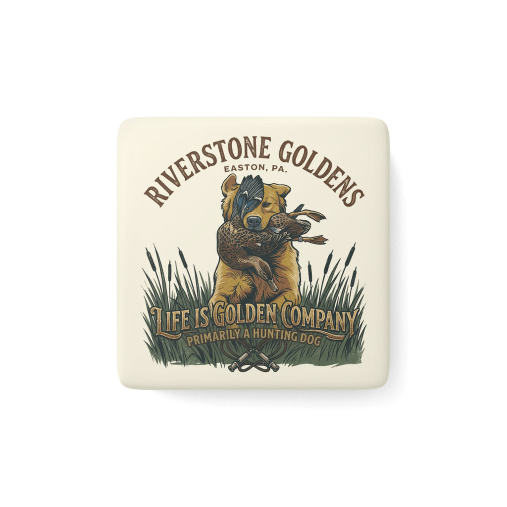 Riverstone Goldens Hunting Ceramic Magnet