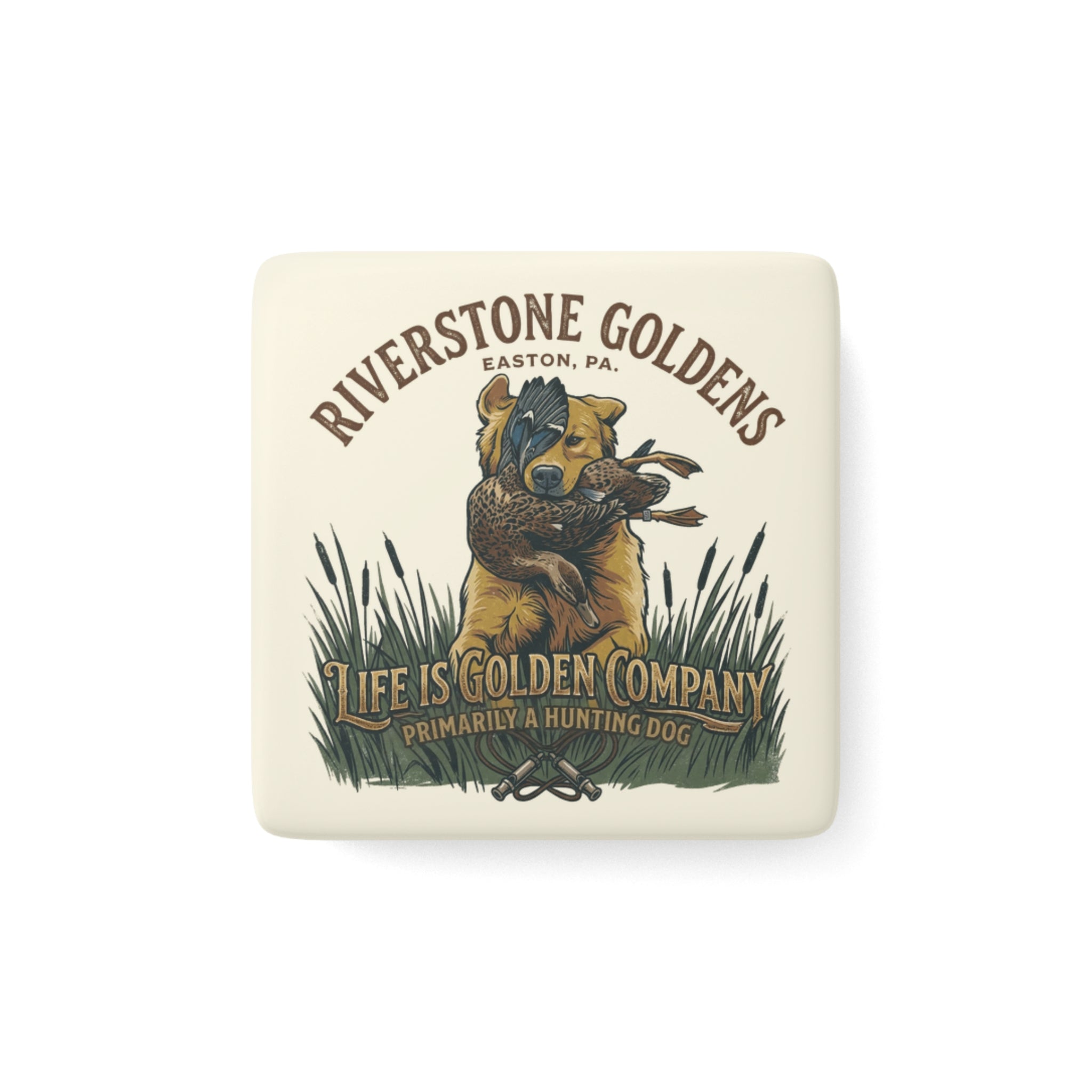 Riverstone Goldens Hunting Ceramic Magnet