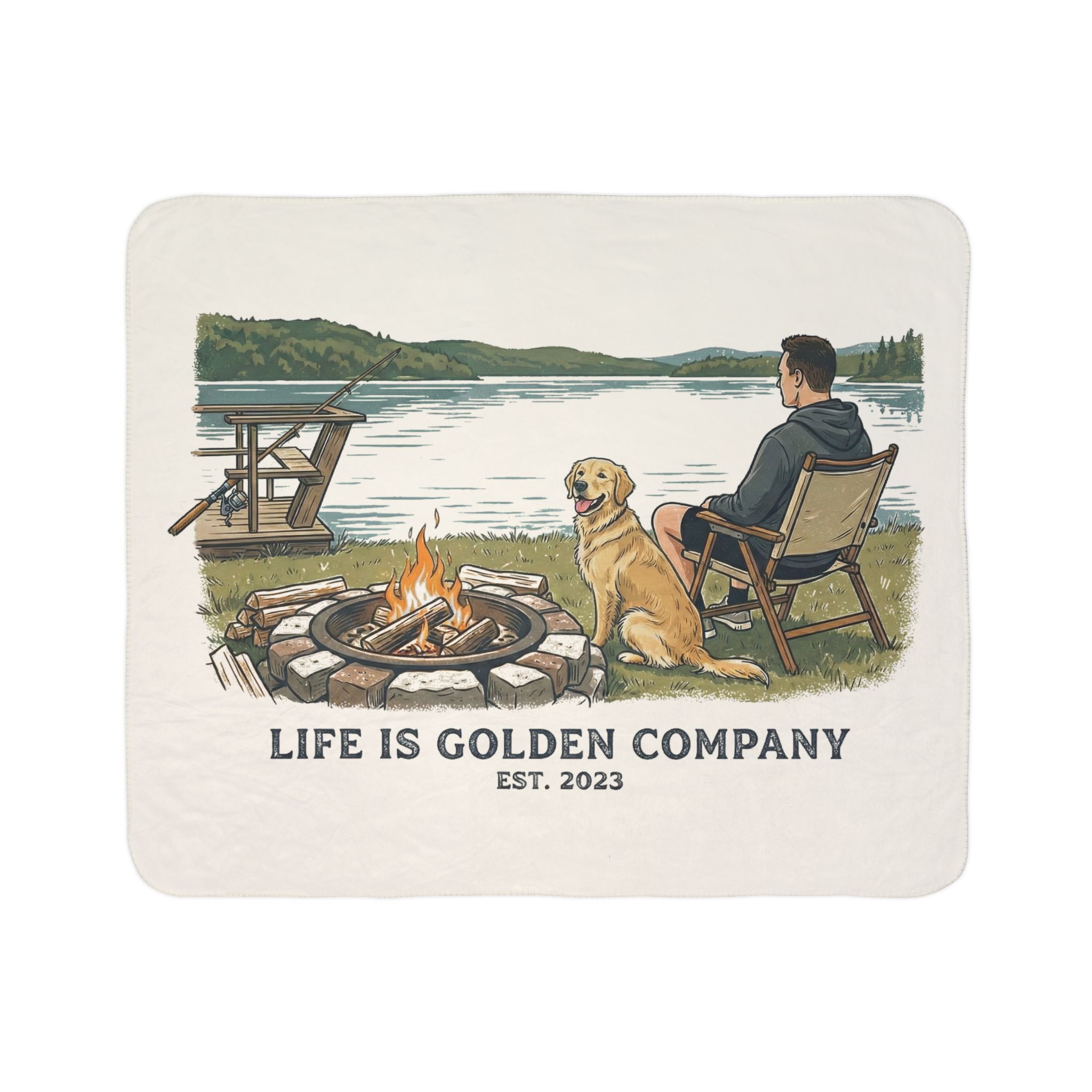 Lake Life Cozy Fleece Sherpa Blanket