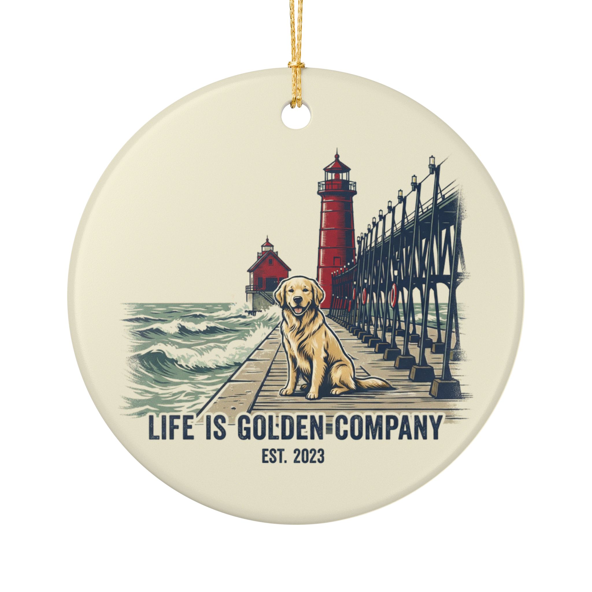 Pier Pup Ceramic Ornament