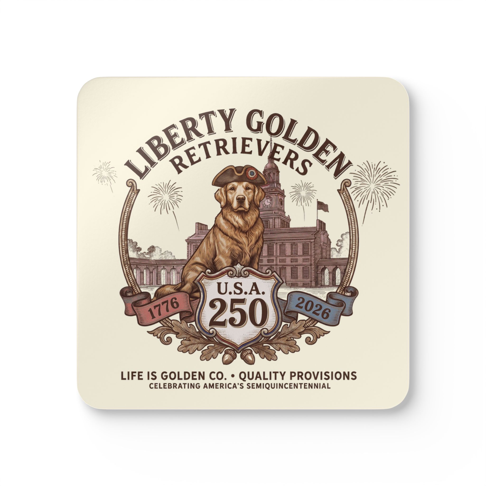 Liberty Semiquincentennial Corkwood Coaster Set