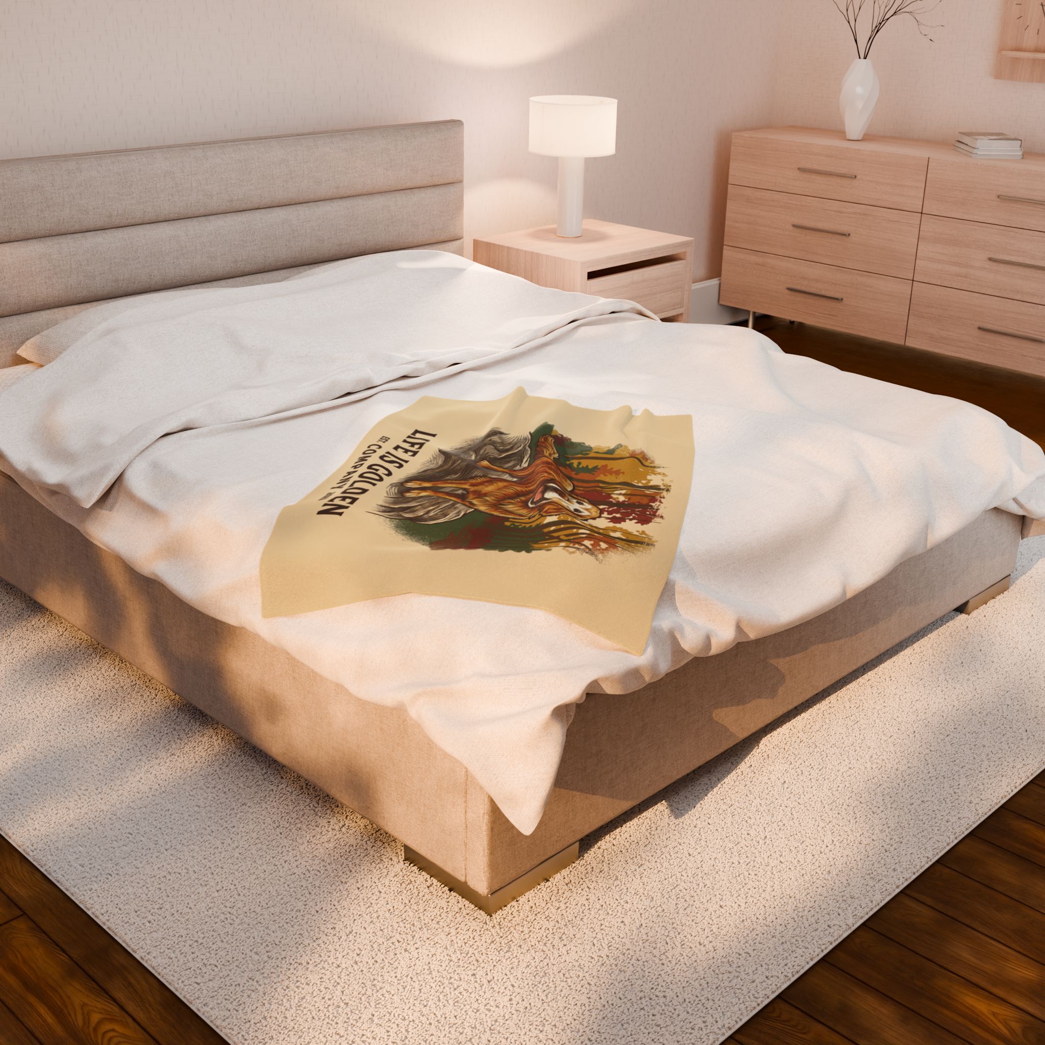 Autumn of a Golden Velveteen Plush Blanket