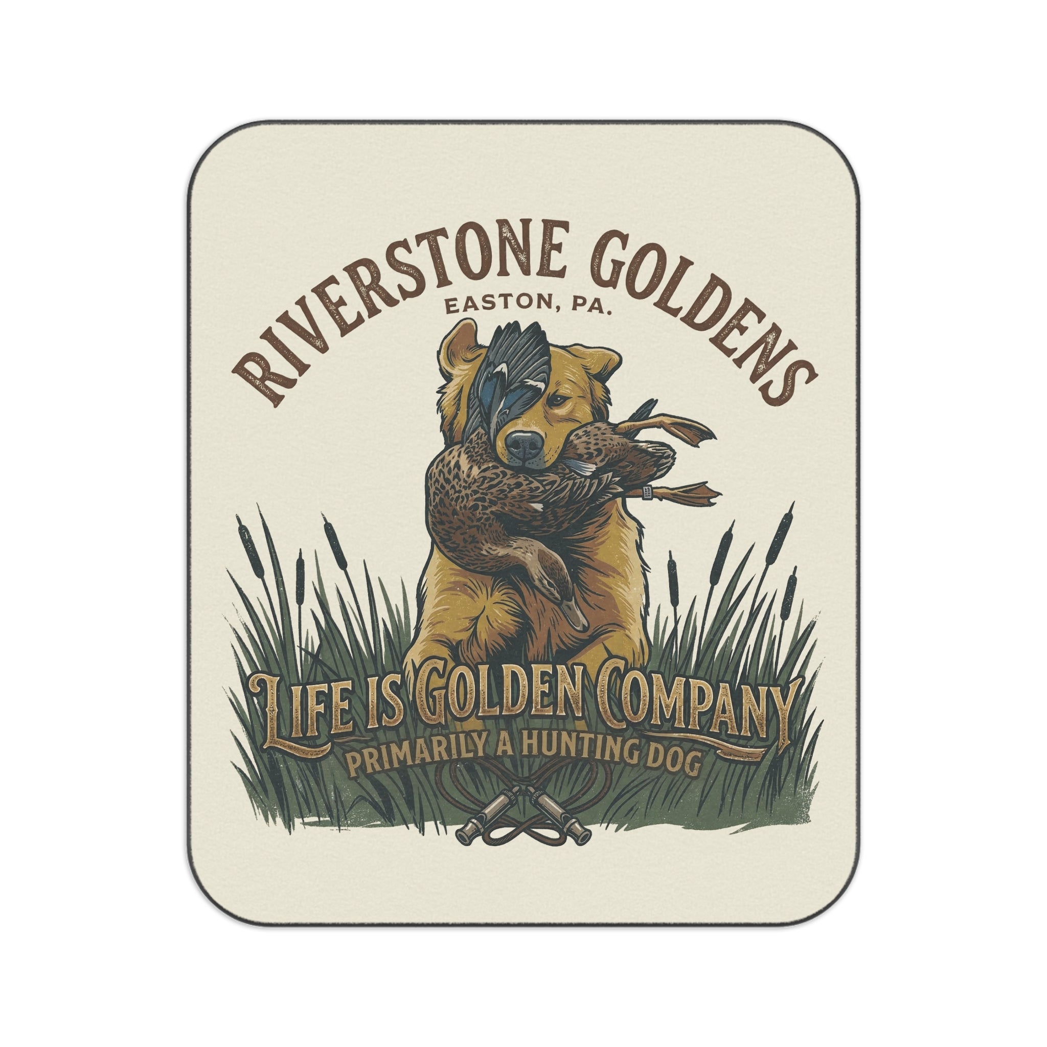 Riverstone Goldens Hunting Picnic Blanket with Water Resistant Backing