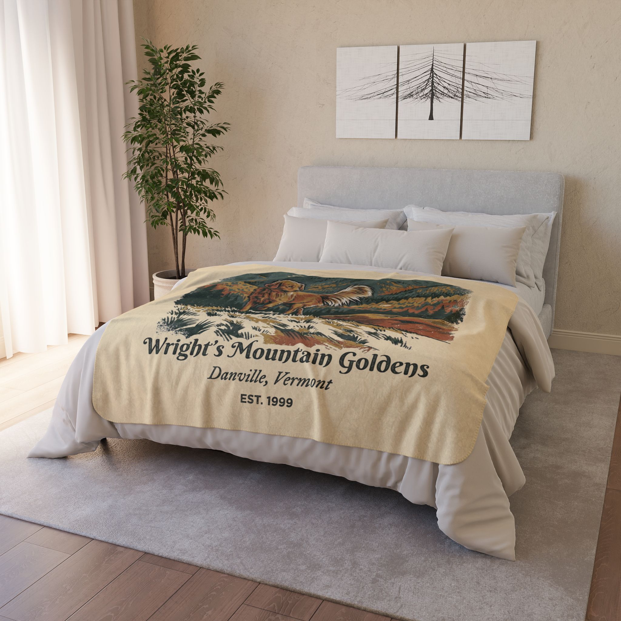 Wright's Mountain Goldens Cozy Fleece Sherpa Blanket