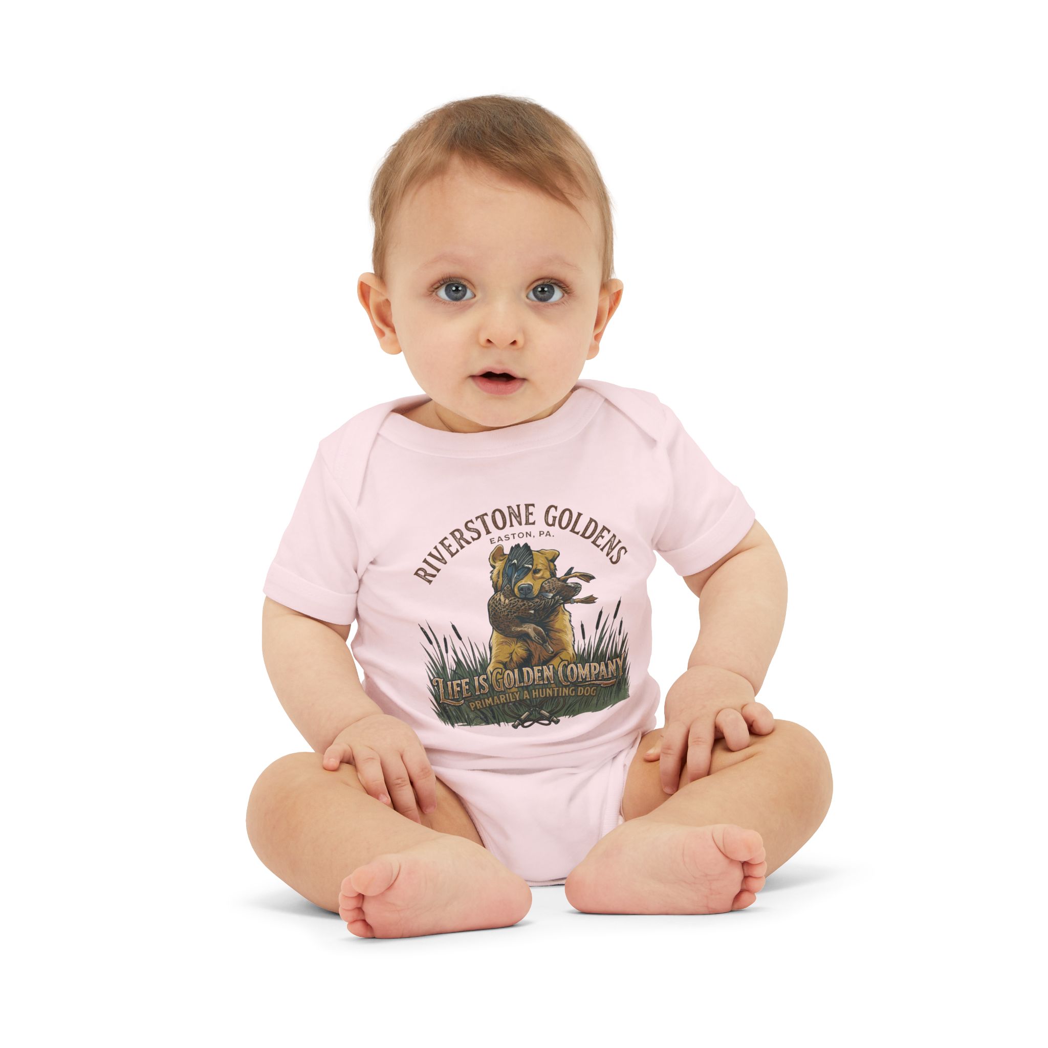 Riverstone Goldens Hunting Baby Onesie