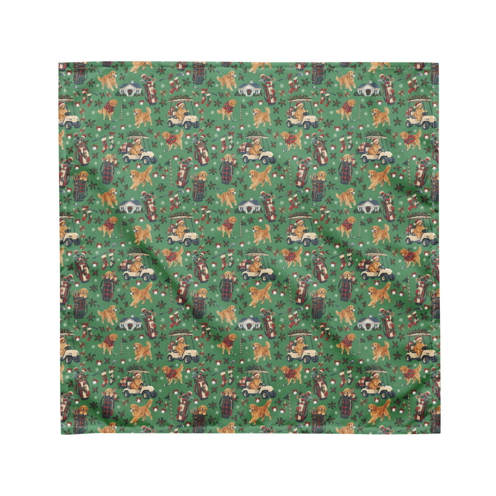 Holiday Rounds Matching Dog Bandana — Flat Front