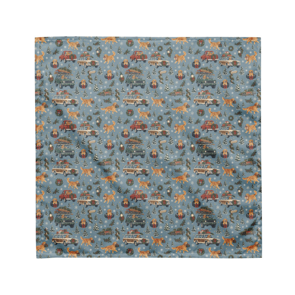 Christmas Convoy Matching Dog Bandana — Flat Front