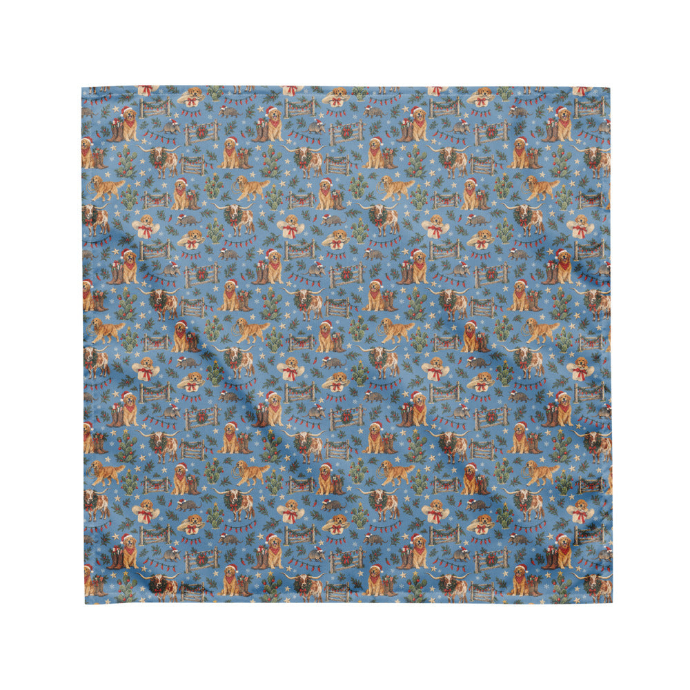 Lone Star Christmas Matching Dog Bandana — Flat Front