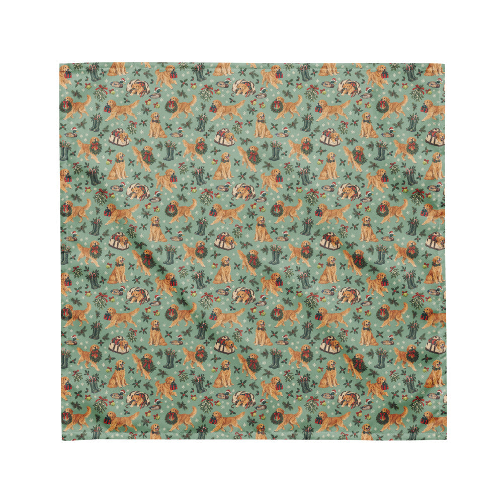 Retrieving Christmas Matching Dog Bandana — Flat Front