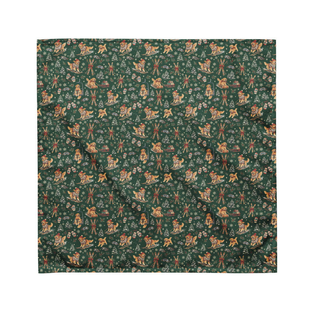 Après-Ski Goldens Matching Dog Bandana — Flat Front