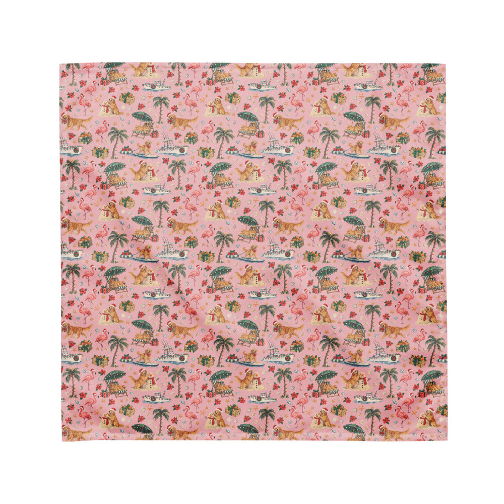 Sunshine State Santa Matching Dog Bandana — Flat Front