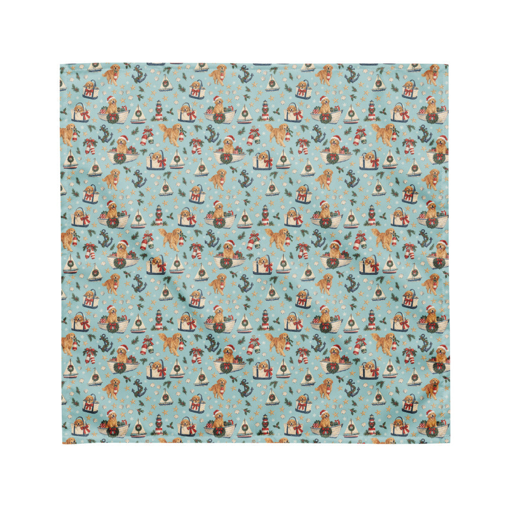 Holiday Harbor Matching Dog Bandana — Flat Front