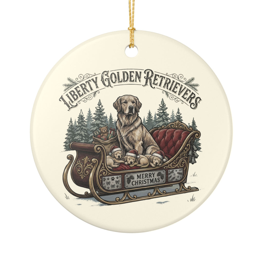 Liberty Goldens Christmas Ceramic Ornament