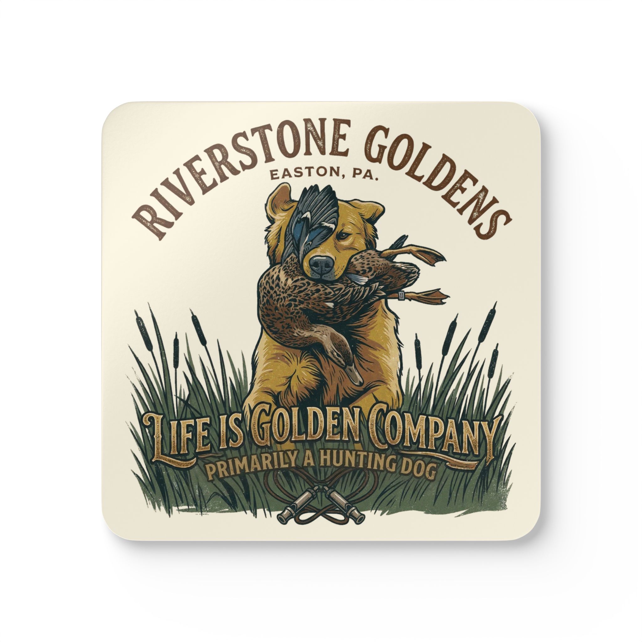 Riverstone Goldens Hunting Corkwood Coaster Set