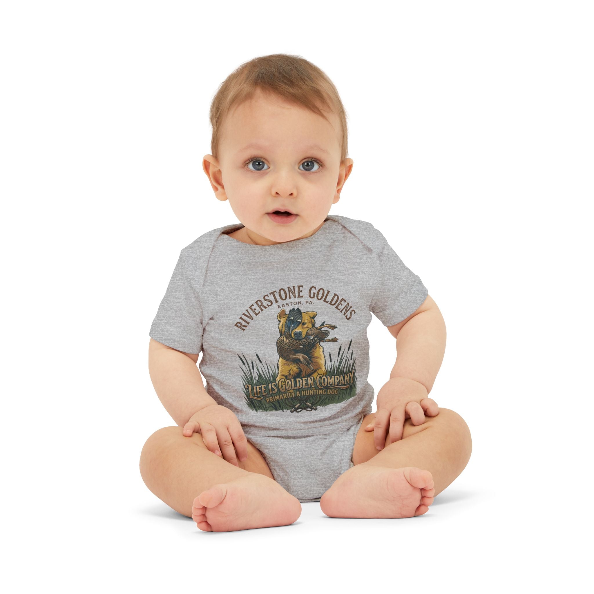 Riverstone Goldens Hunting Baby Onesie