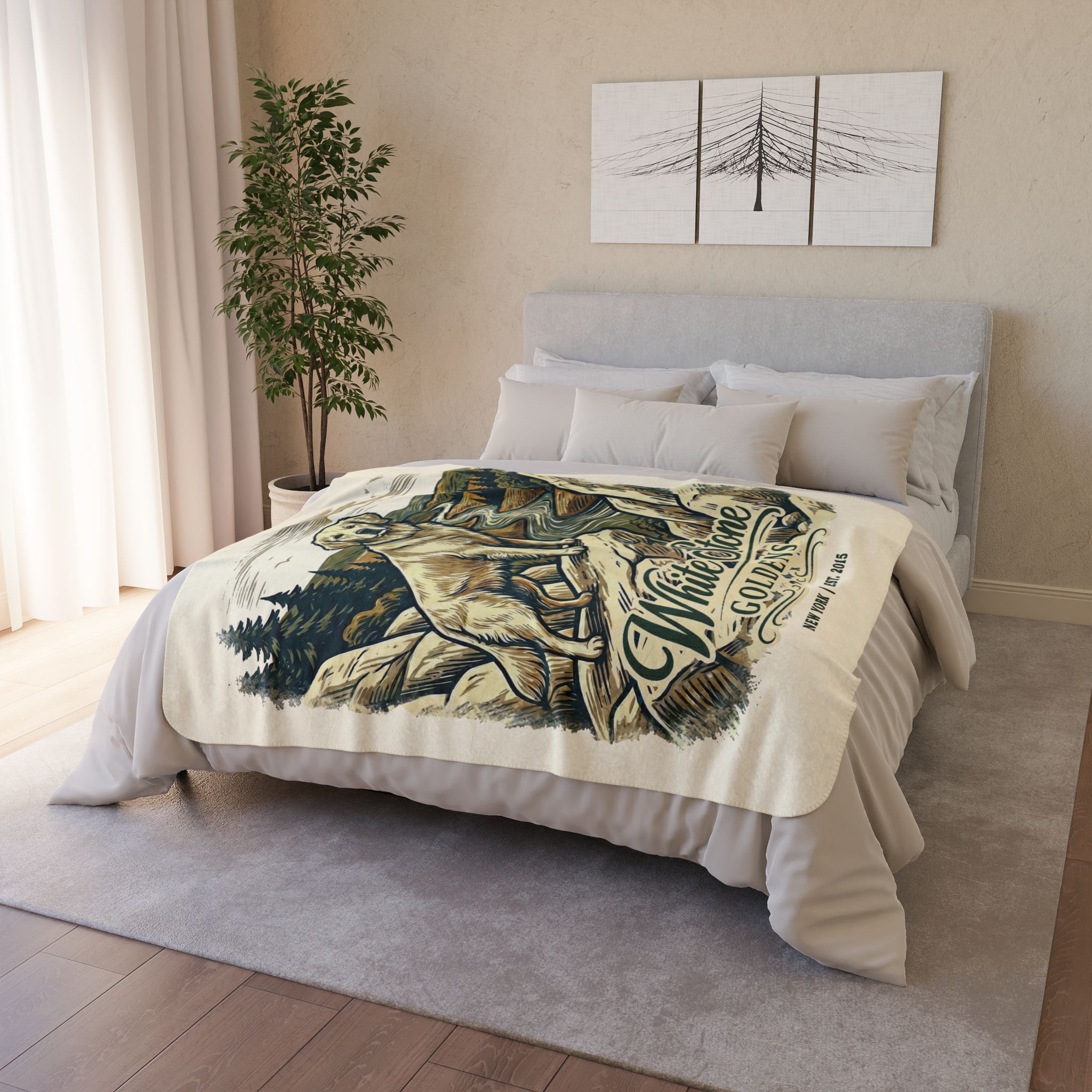 White Stone Goldens Cozy Fleece Sherpa Blanket