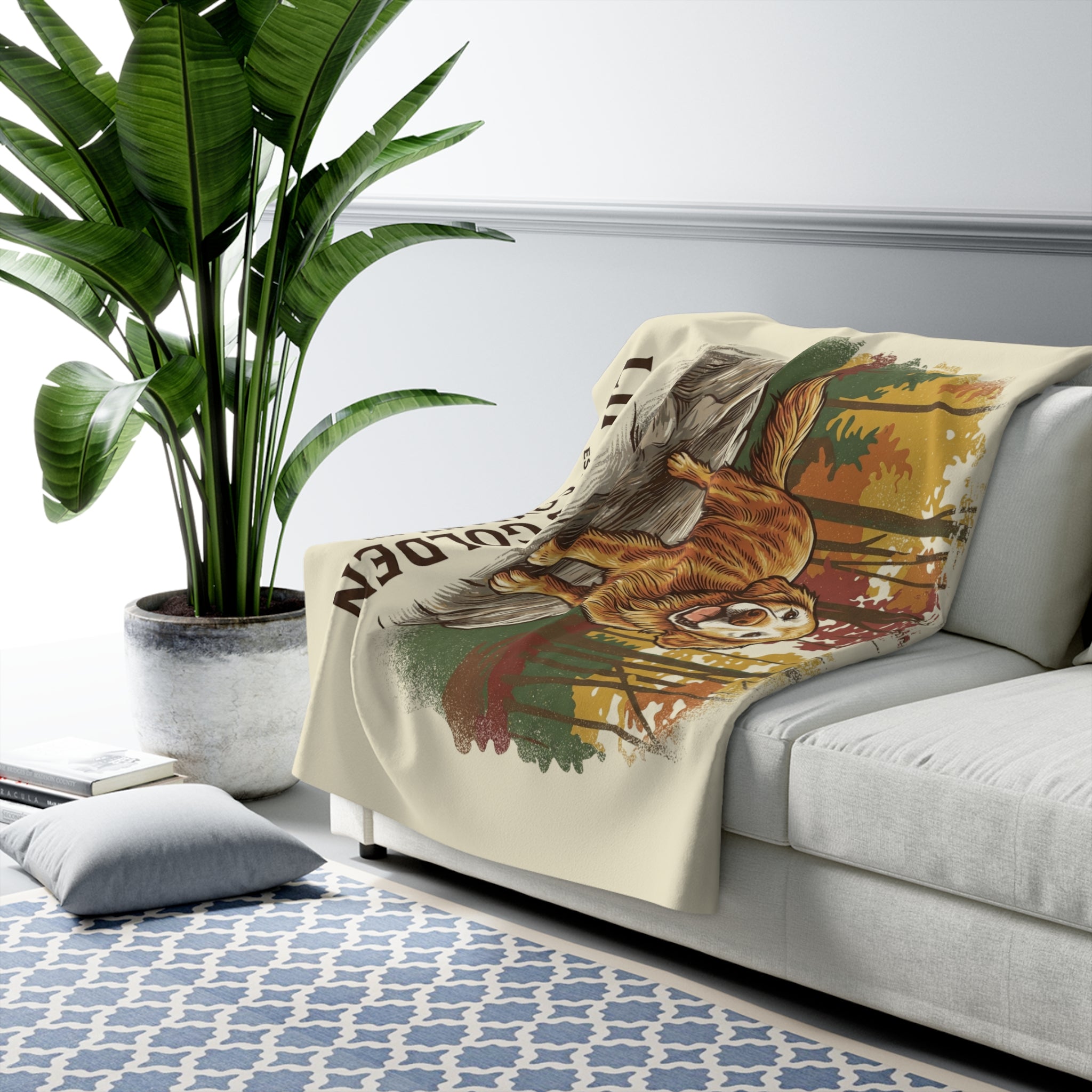 Autumn of a Golden Cozy Sherpa Fleece Blanket