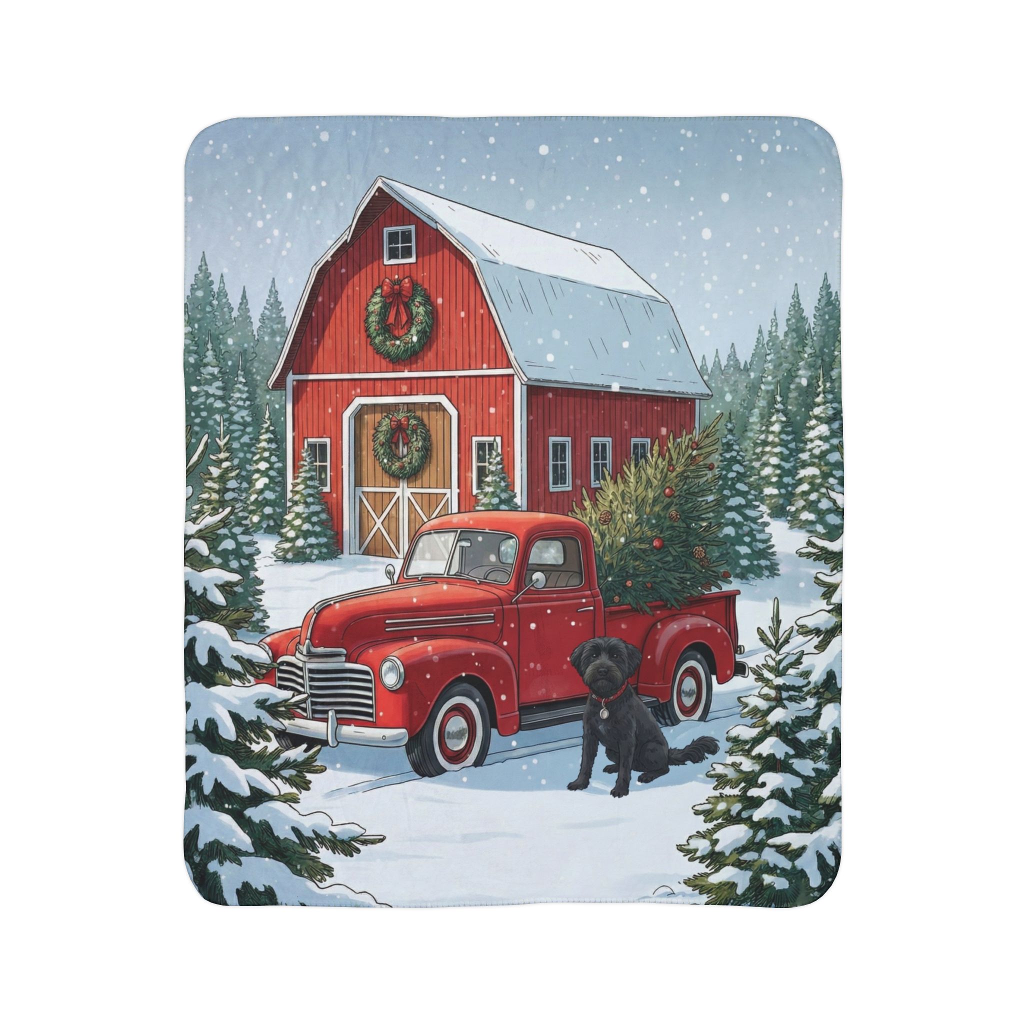 Bringing Home Christmas - black Schnoodle Edition Cozy Fleece Sherpa Blanket