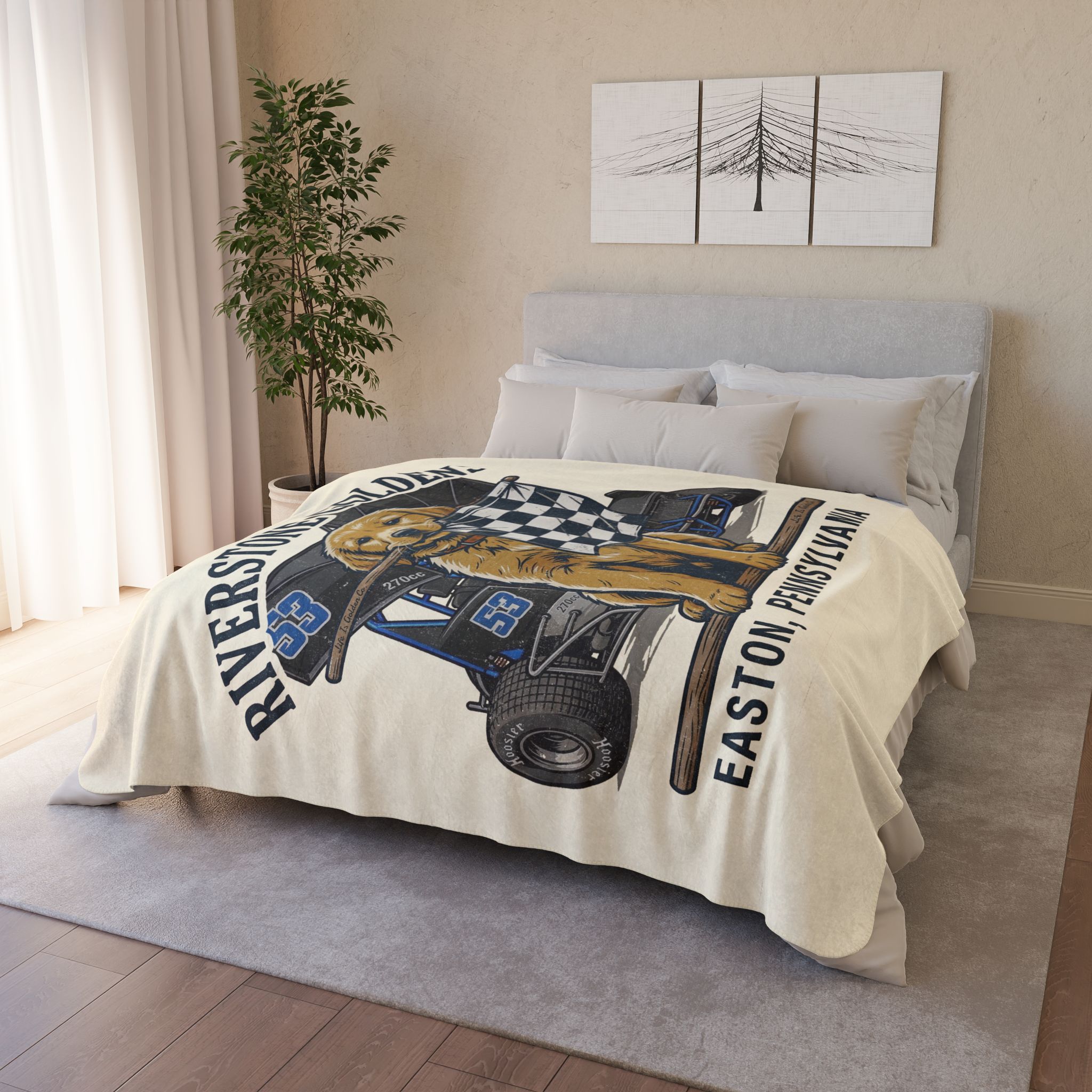 Riverstone Goldens Racing Cozy Fleece Sherpa Blanket