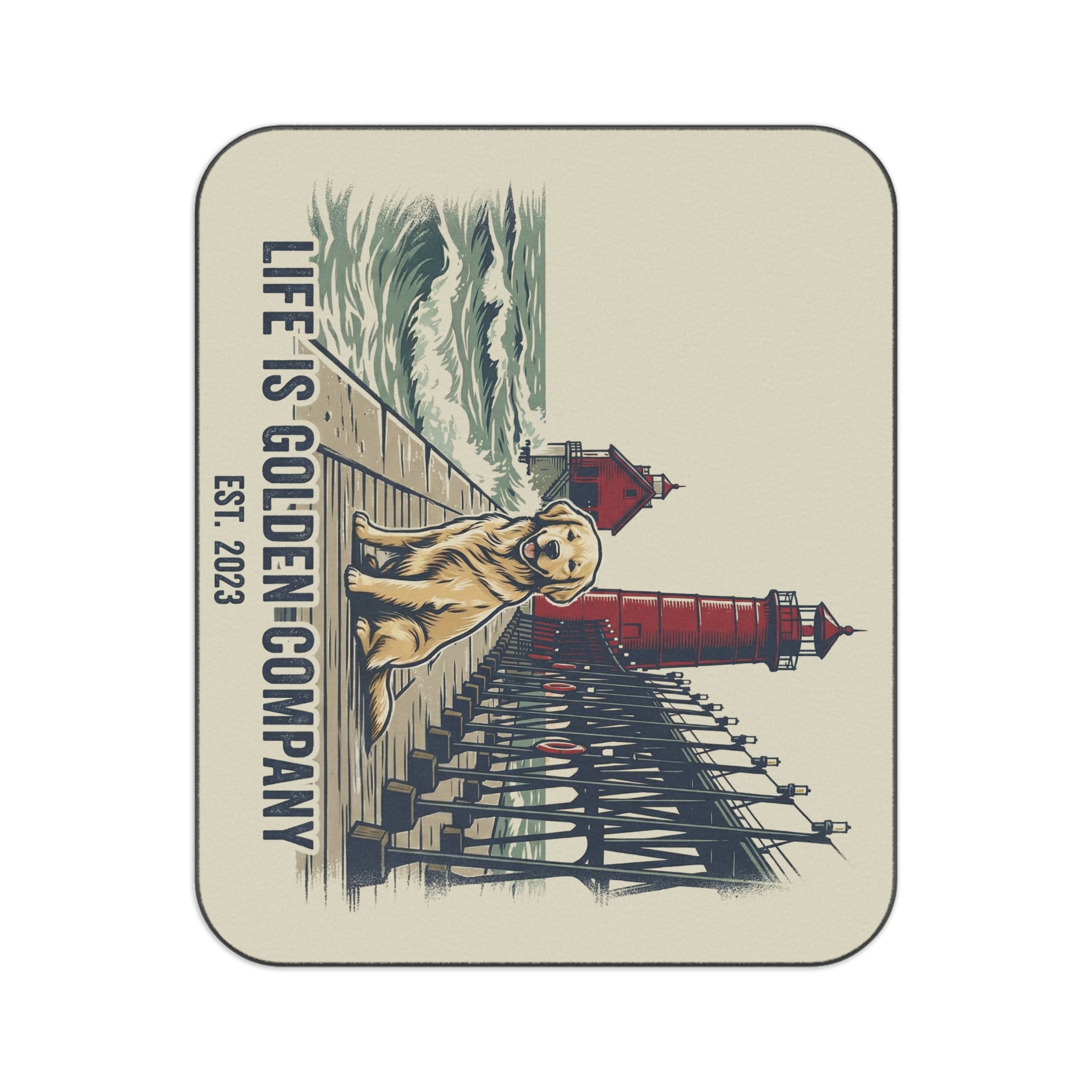 Pier Pup Picnic Blanket with Water Resistant Backing