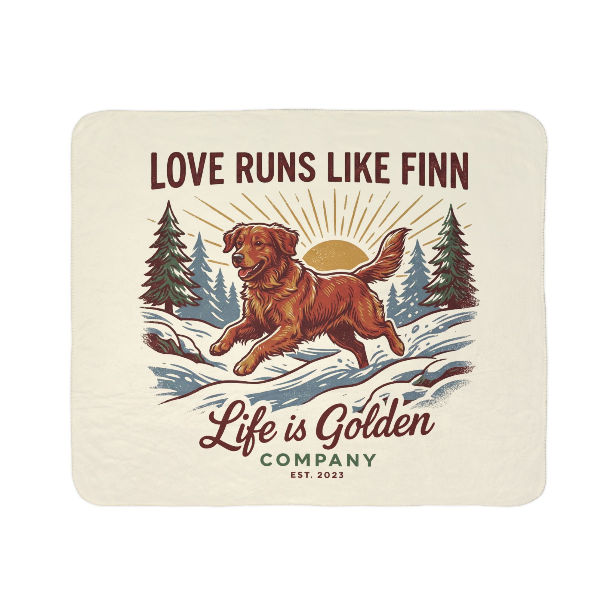 Love Runs Like Finn Cozy Fleece Sherpa Blanket