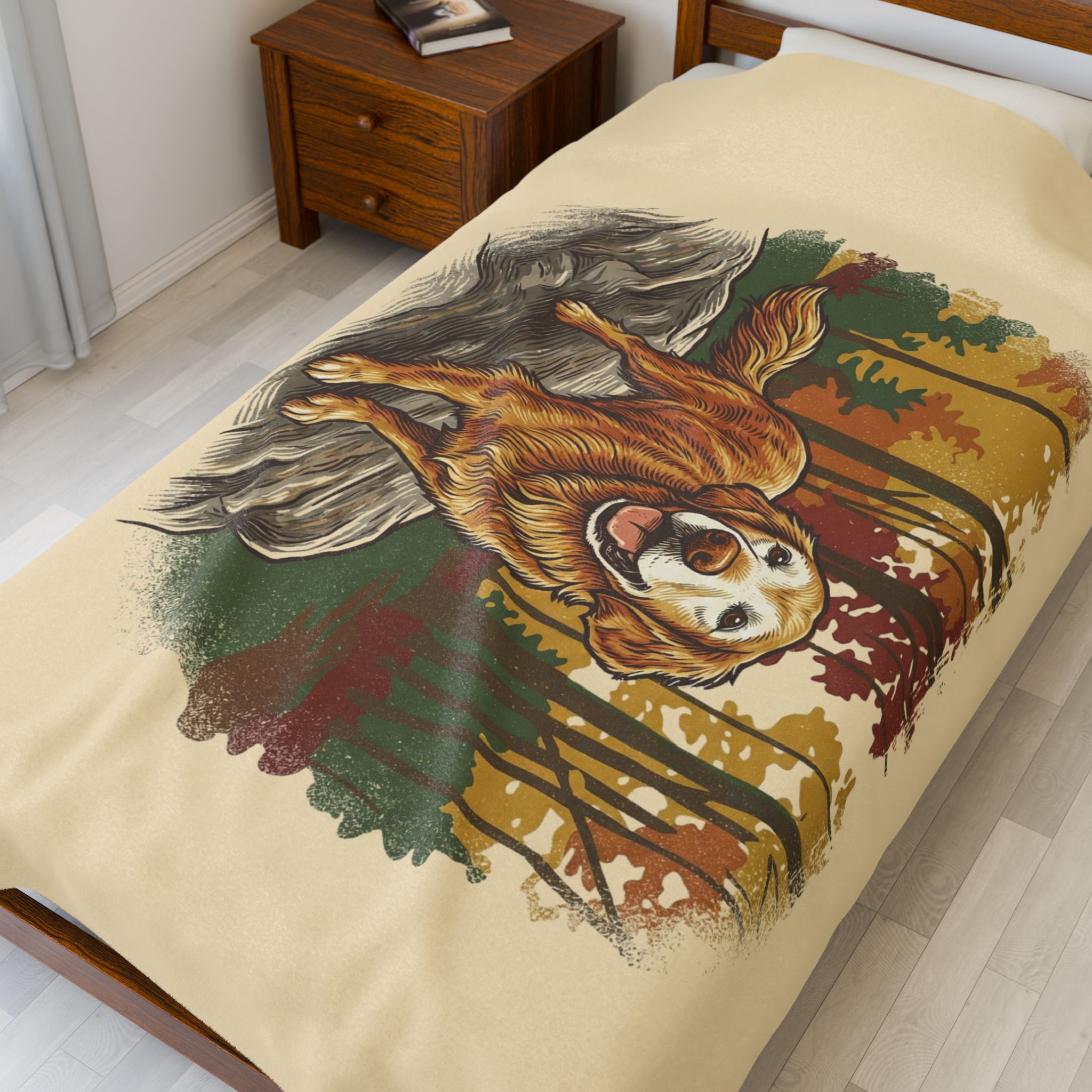 Autumn of a Golden Velveteen Plush Blanket