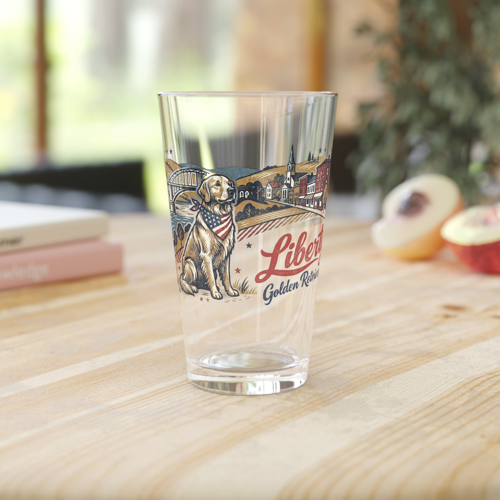 Liberty Golden Retrievers II Pint Glass