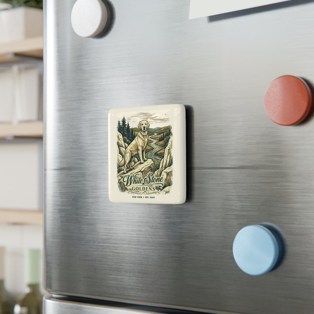 White Stone Goldens Ceramic Magnet