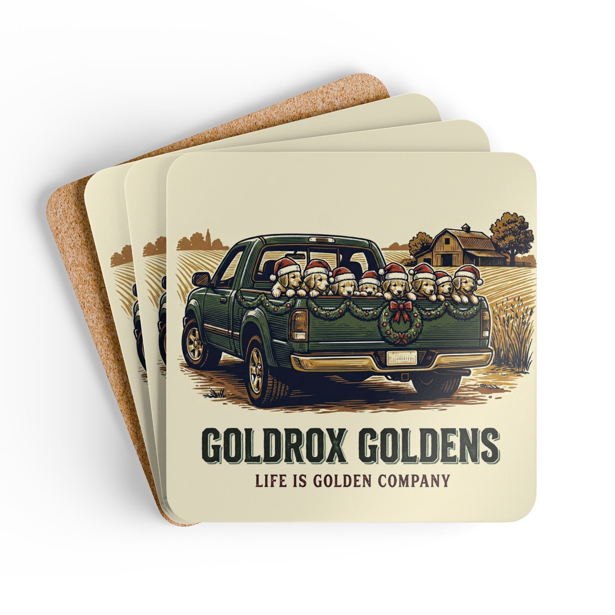 GoldRox Squad Goals Corkwood Coaster Set